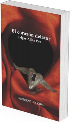 La portada presenta una composición visual intensa y simbólica. El fondo está dominado por una textura roja muy ondulada, como si fueran pliegues de tela o llamas, que se arremolinan formando un gran corazón negro al centro, claramente destacando sobre el rojo vibrante.  En el centro del corazón oscuro, como si emergiera o lo habitara, hay una figura en tonos grisáceos que parece un corazón anatómico humano, aunque su forma recuerda vagamente a un cuervo o un ente retorcido, lo cual deja un efecto inquietante y macabro.  El nombre del autor aparece justo debajo del título en letras blancas. Abajo, centrado, está el nombre de la Universidad de Colima, también en blanco.